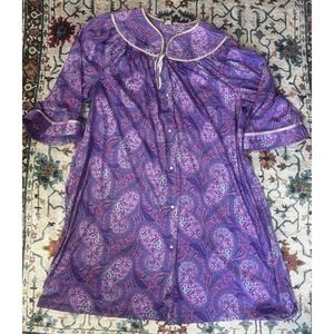Granada Vintage Purple/Pink Palsy Floral House Dress Mumu Nightgown 3X